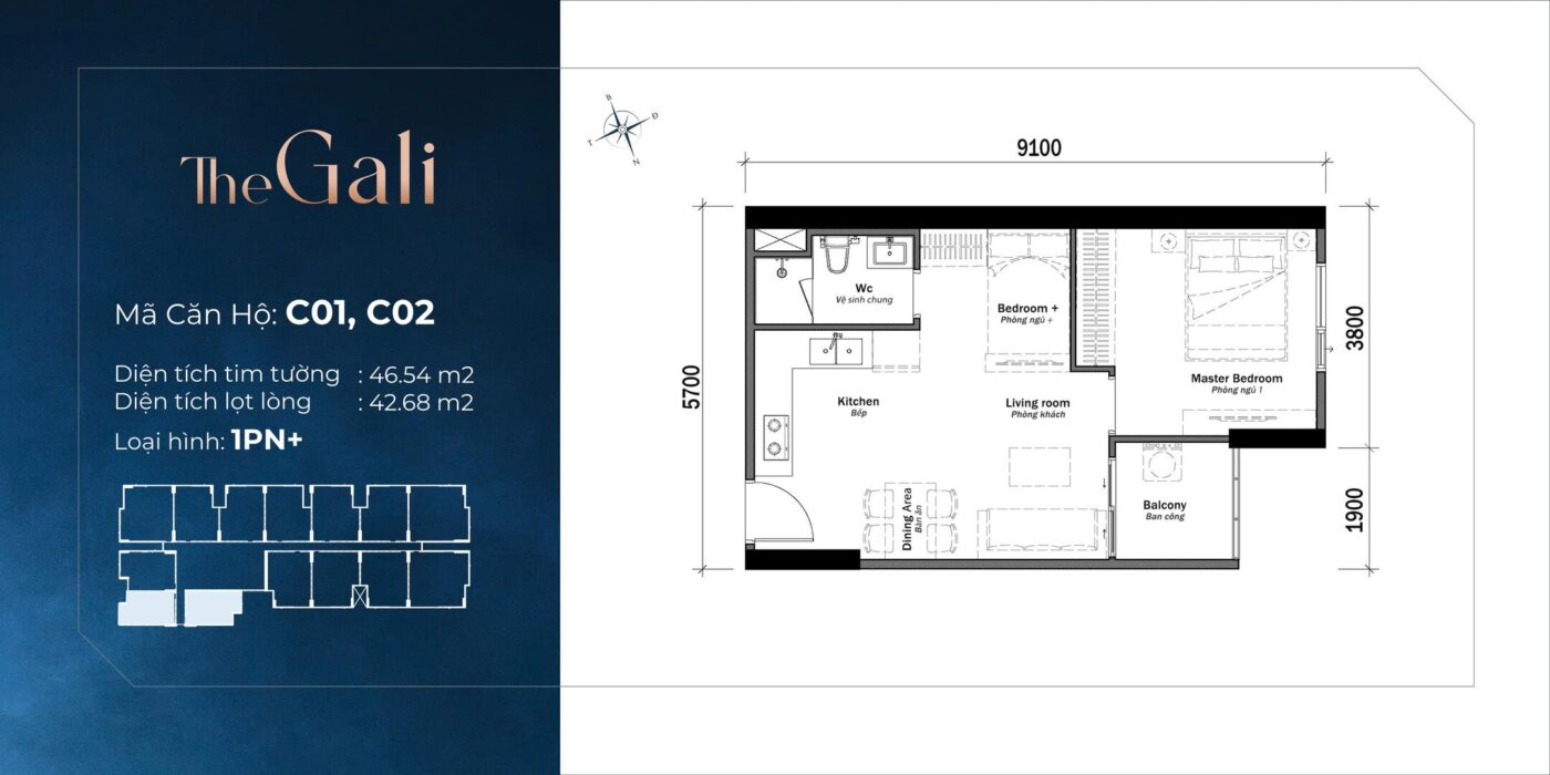 layout can ho 1pn thap the gali khai hoan prime